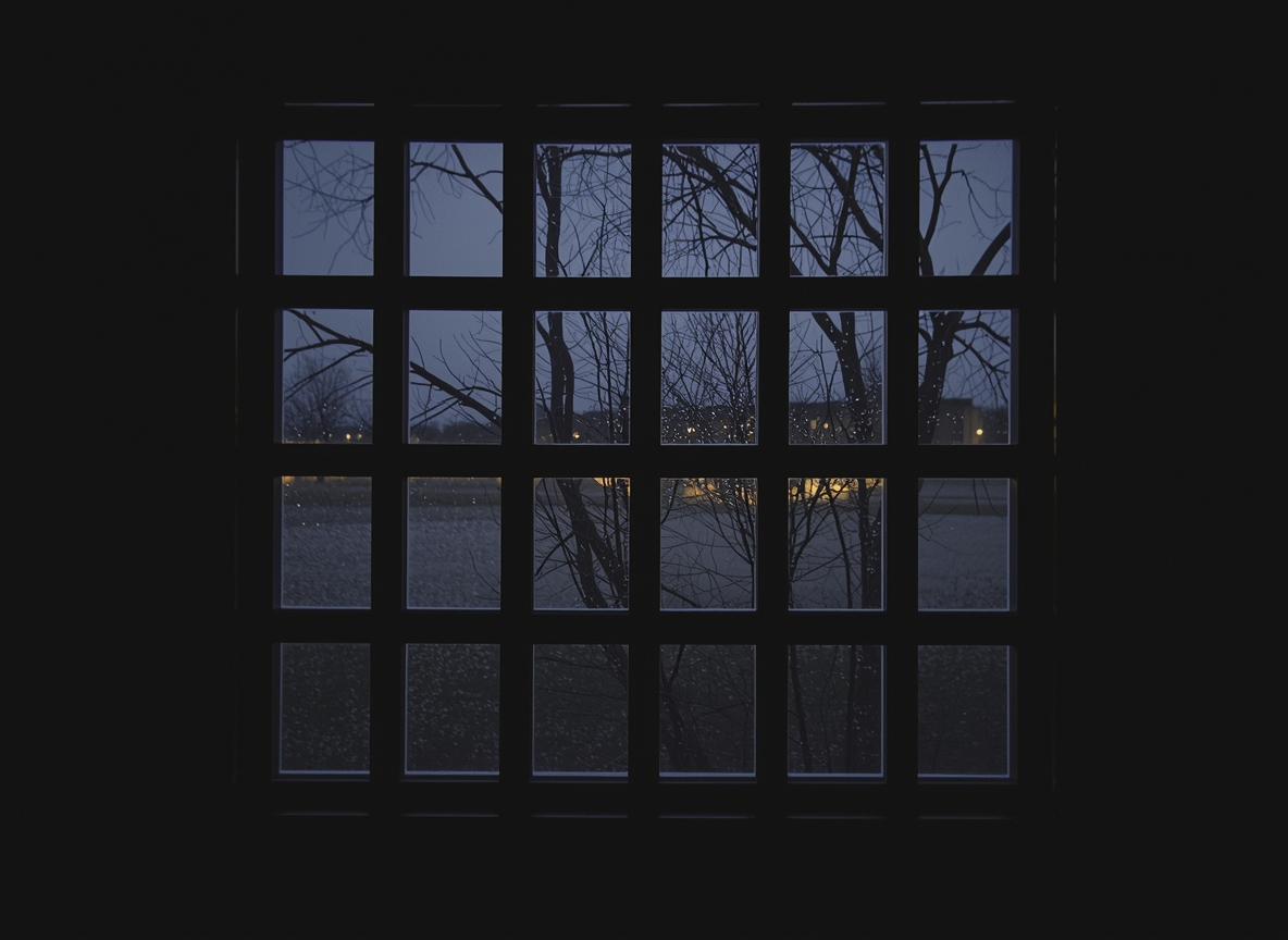 Minimal lattice pattern suggesting a quiet window at night